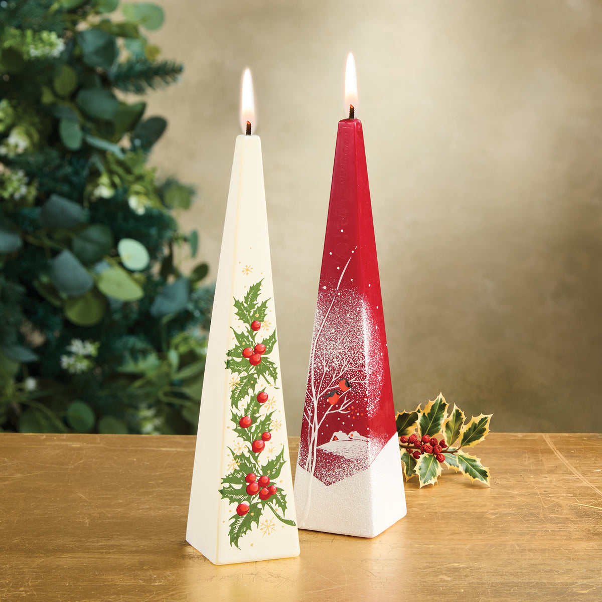 Hand-Painted Holly Berries Candle (Preorder)