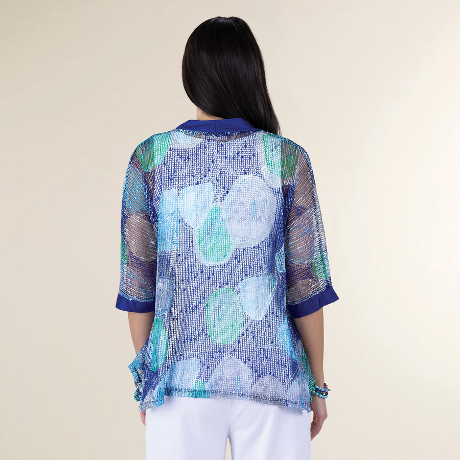 Boucle Dotted Mesh Two-Button Cardigan