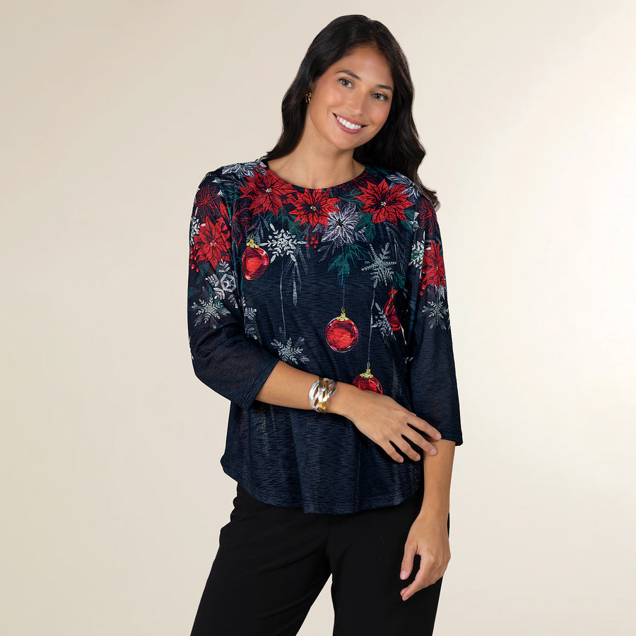 Festive Florals & Flakes Top