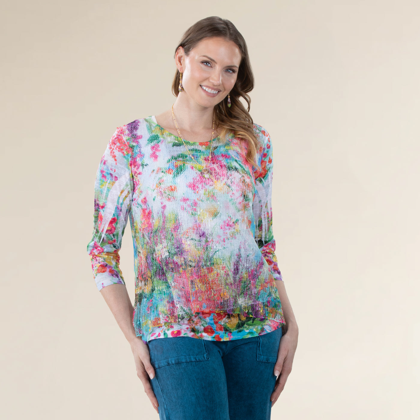 Layered Prismatic Boucle Tunic