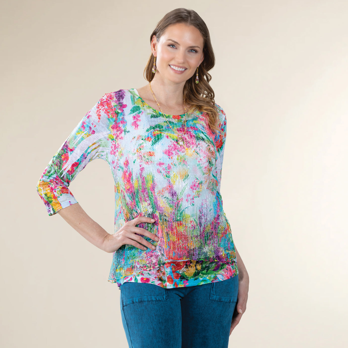Layered Prismatic Boucle Tunic