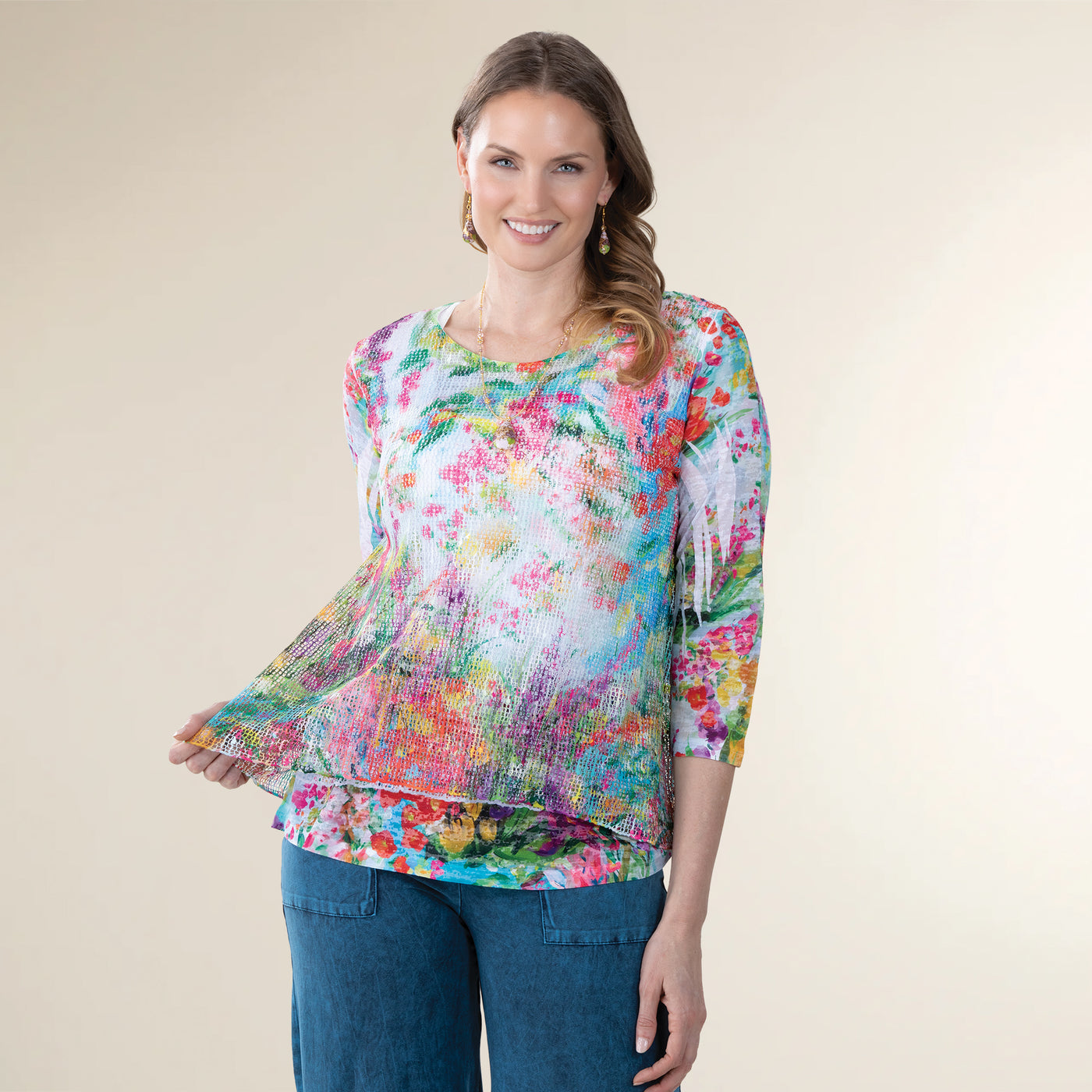 Layered Prismatic Boucle Tunic