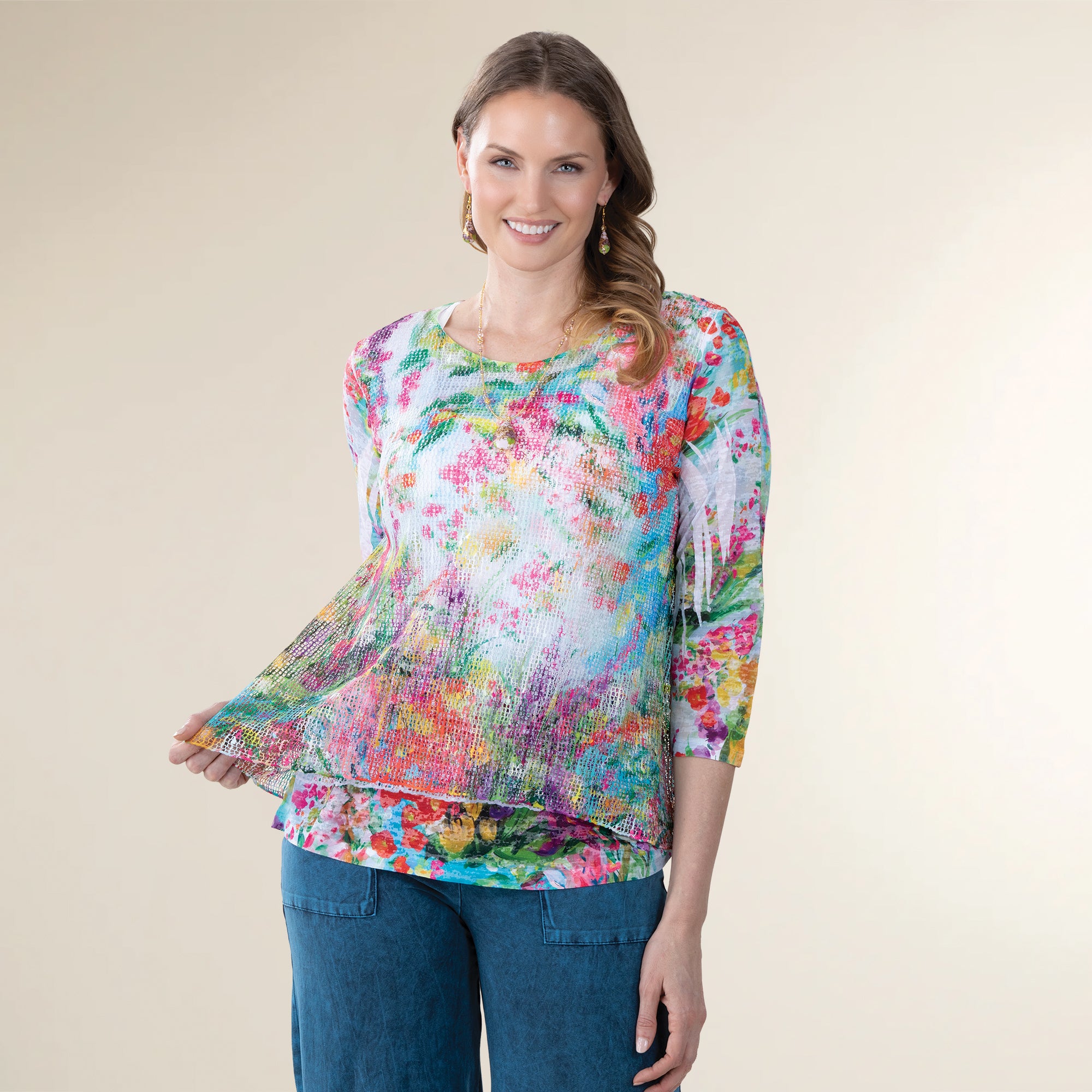 Layered Prismatic Boucle Tunic