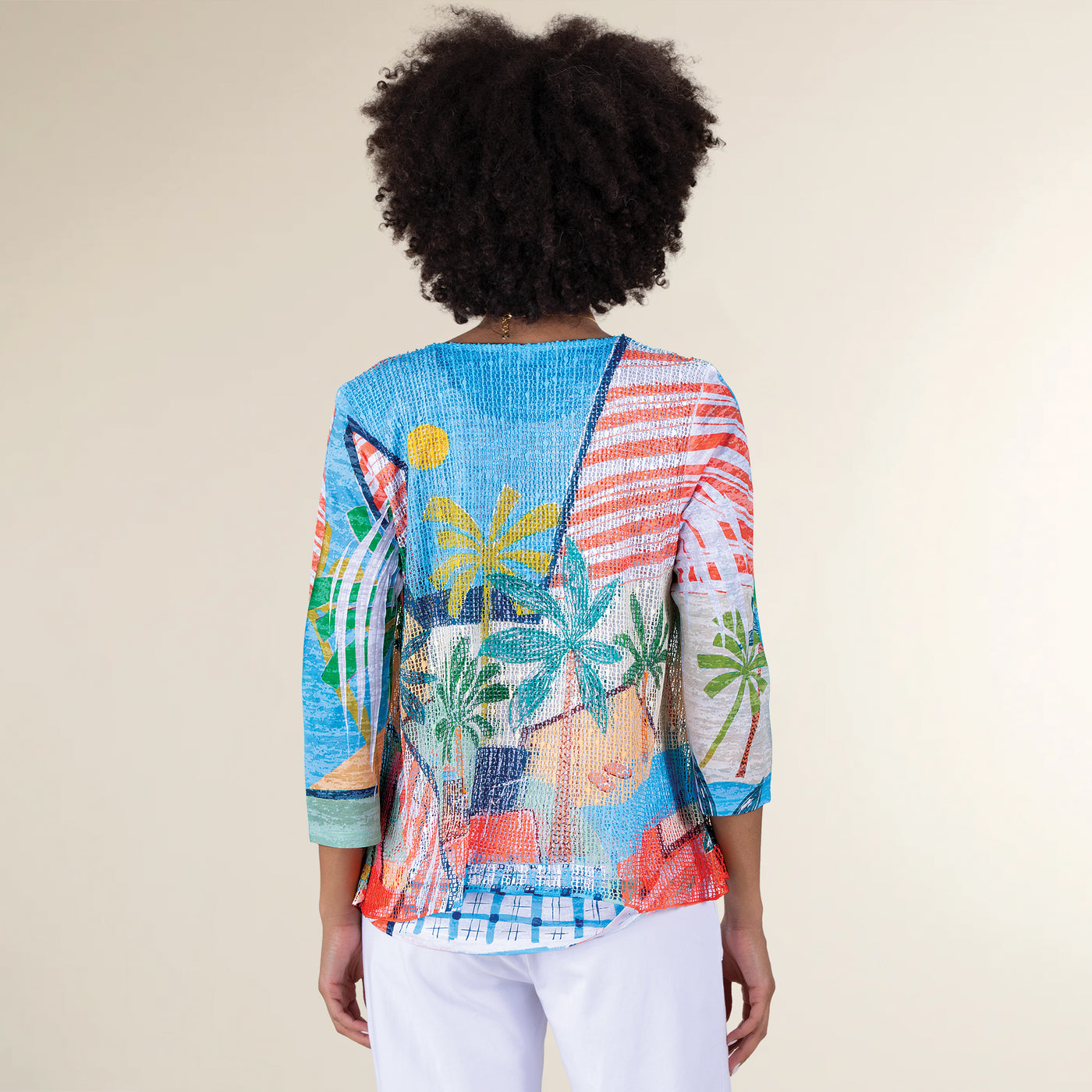 Tropical Boucle Mesh Tunic