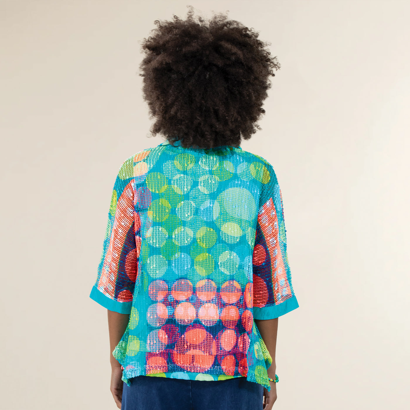 Retro Dots Two-Button Mesh Cardigan