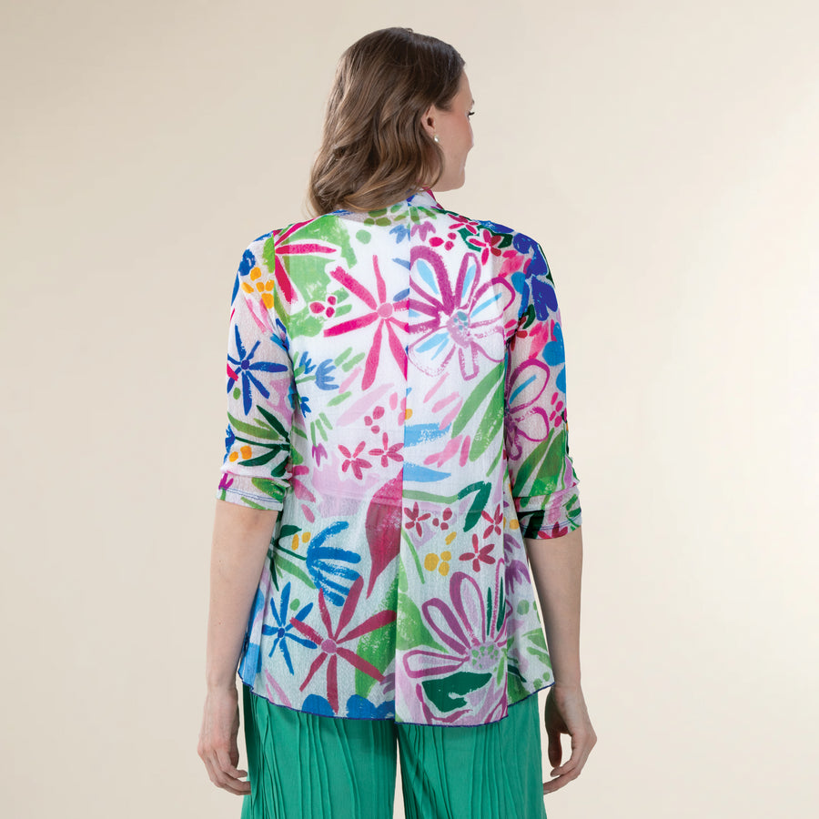 Fancy Florals Draped Mesh Cardigan