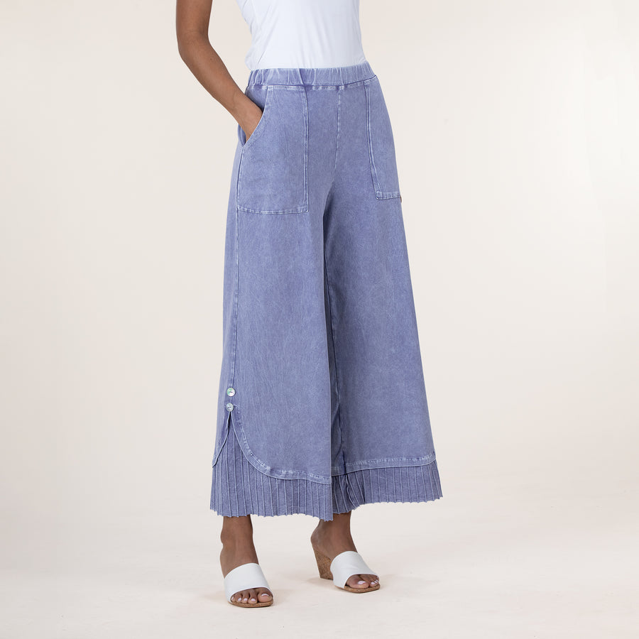 Wide Leg Vintage Blue Pleated Pants