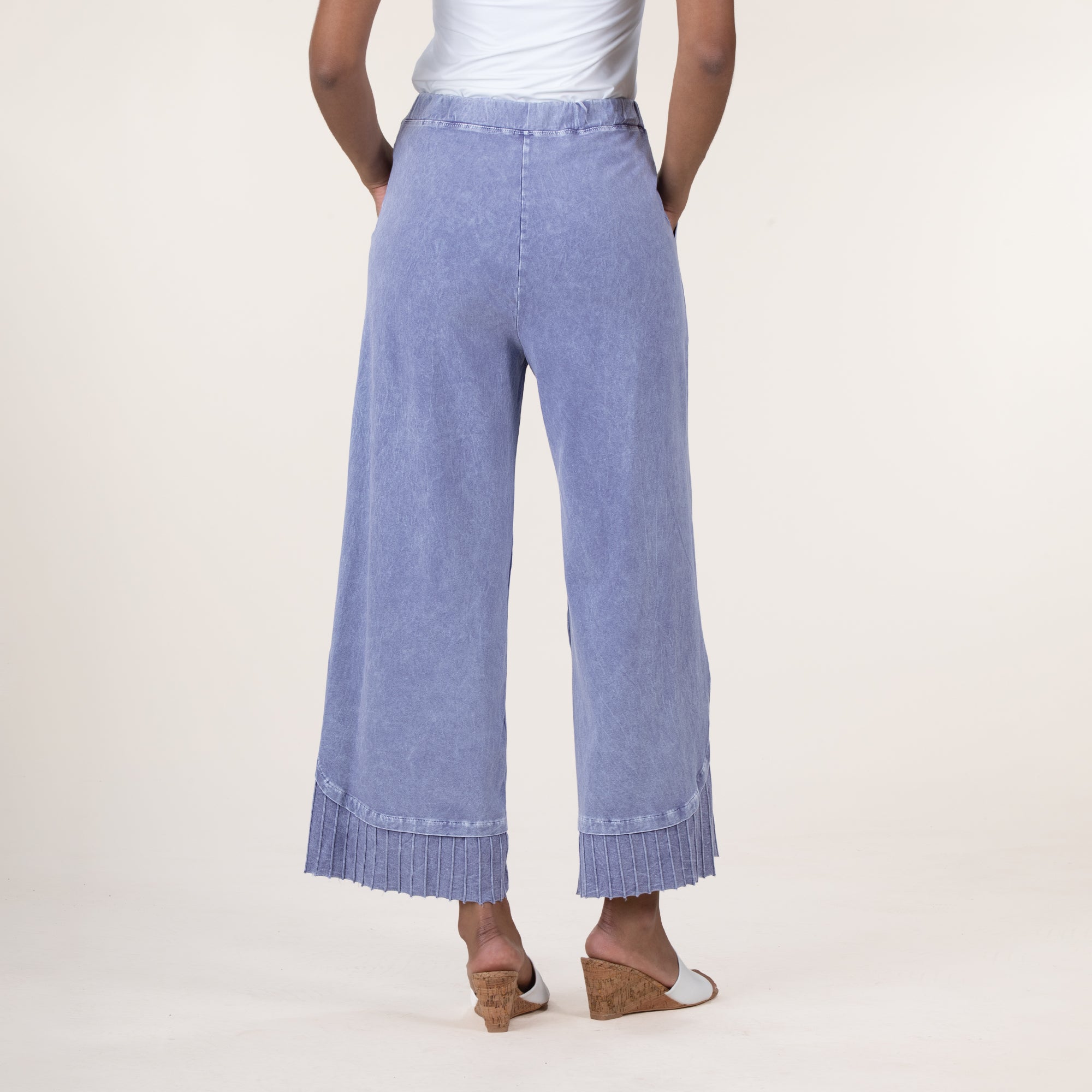 Wide Leg Vintage Blue Pleated Pants
