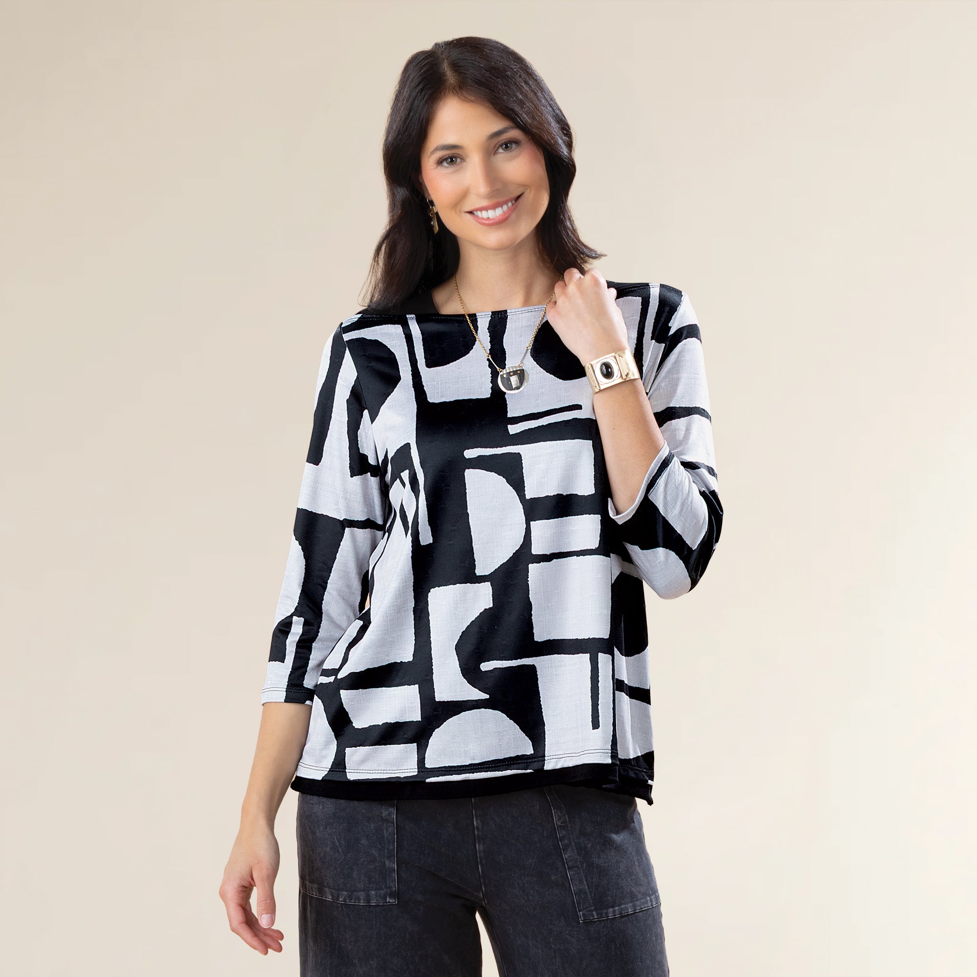 Black & White Dots and Spots Mesh Top