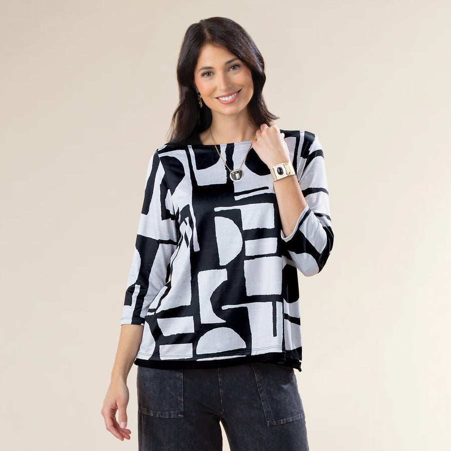 Black & White Dots and Spots Mesh Top