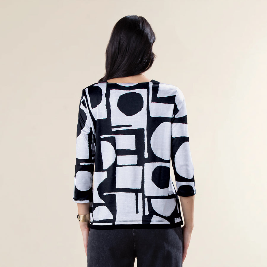 Black & White Dots and Spots Mesh Top