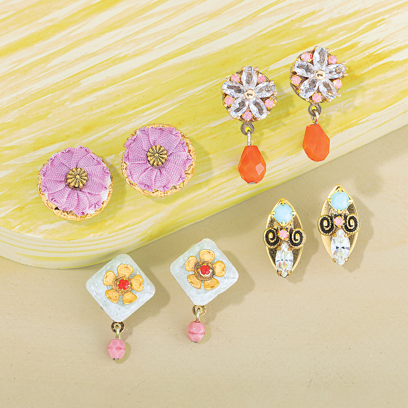 Repurposed Relics Fancy Floral Earrings, Set of 4 (Preorder)