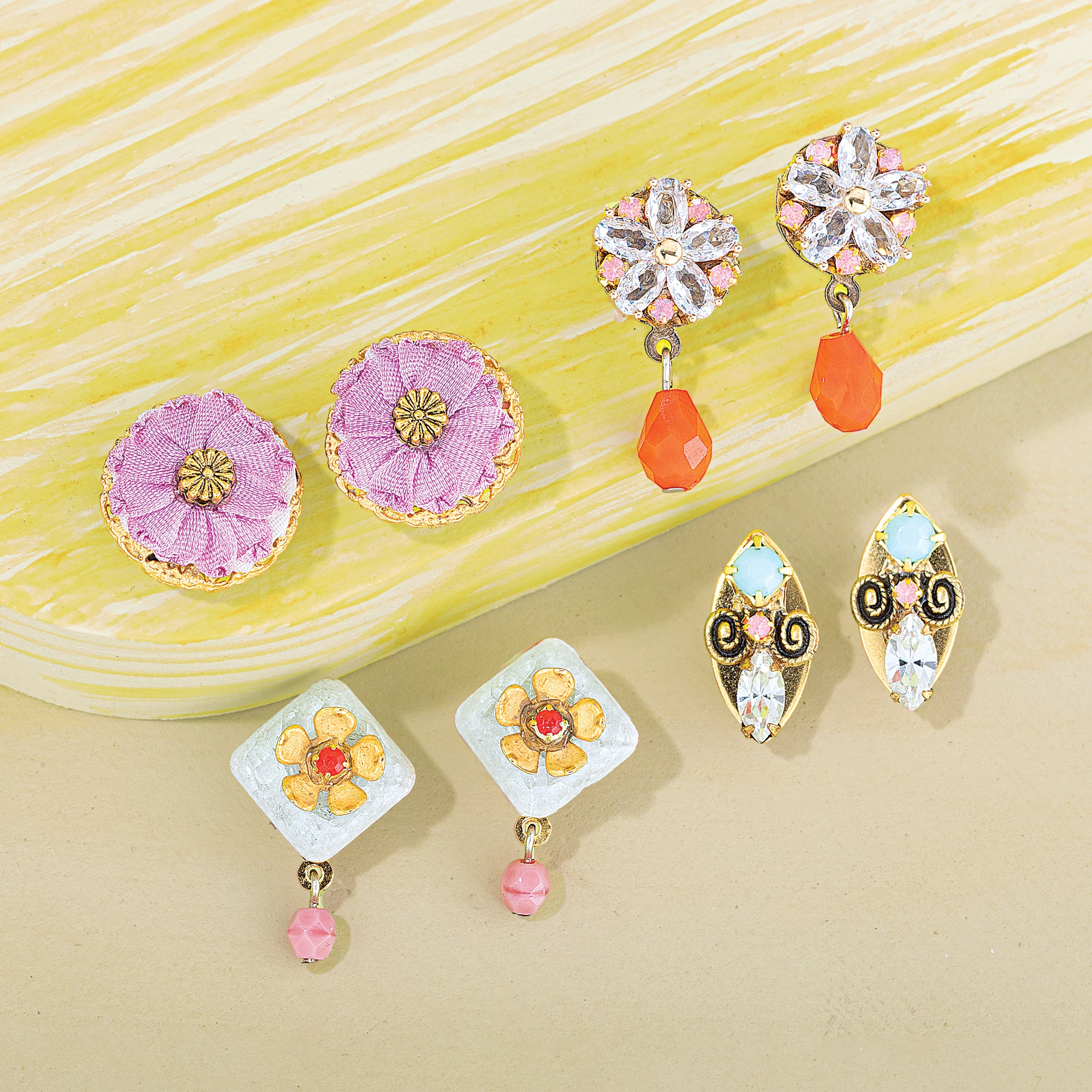 Repurposed Relics Fancy Floral Earrings, Set of 4 (Preorder)