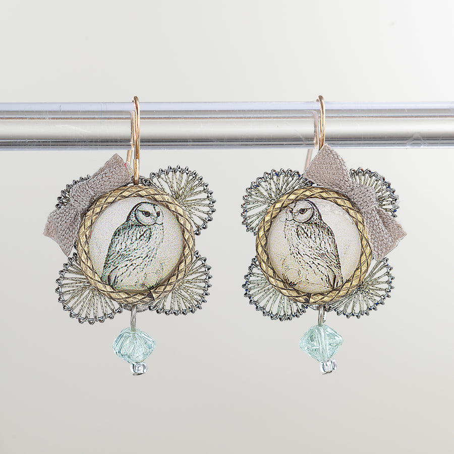 Repurposed Relics Barn Owl Earrings (Preorder)