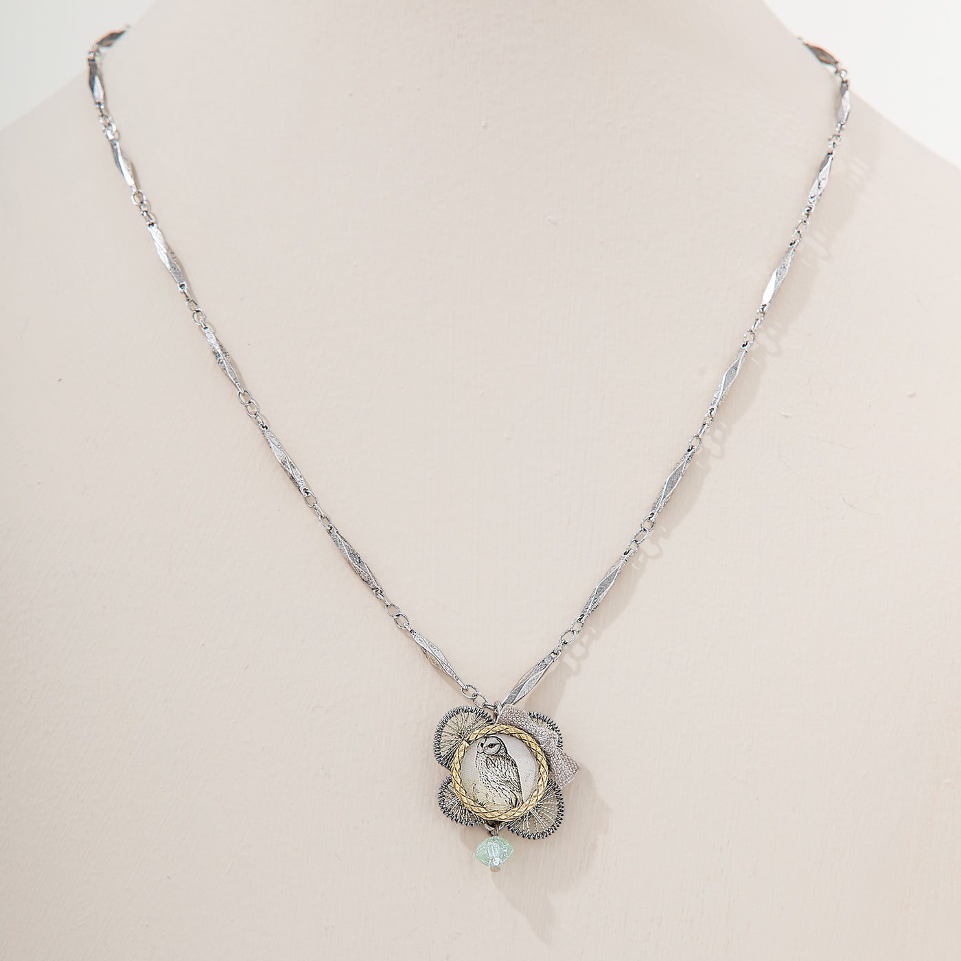 Repurposed Relics Barn Owl Pendant Necklace (Preorder)