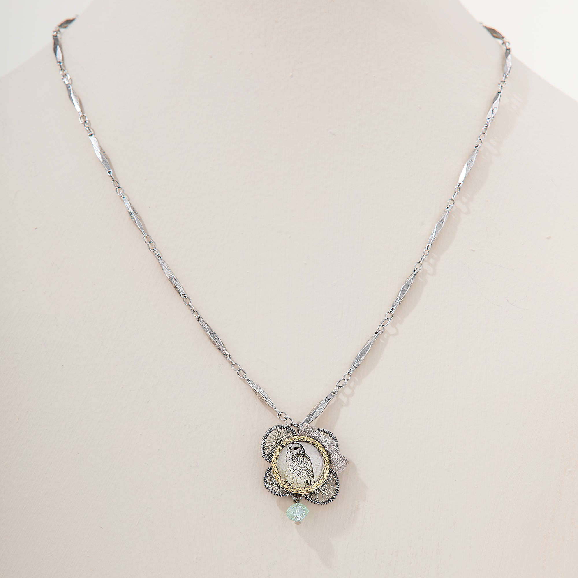 Repurposed Relics Barn Owl Pendant Necklace (Preorder)