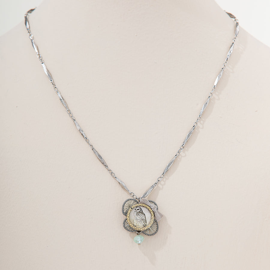 Repurposed Relics Barn Owl Pendant Necklace (Preorder)