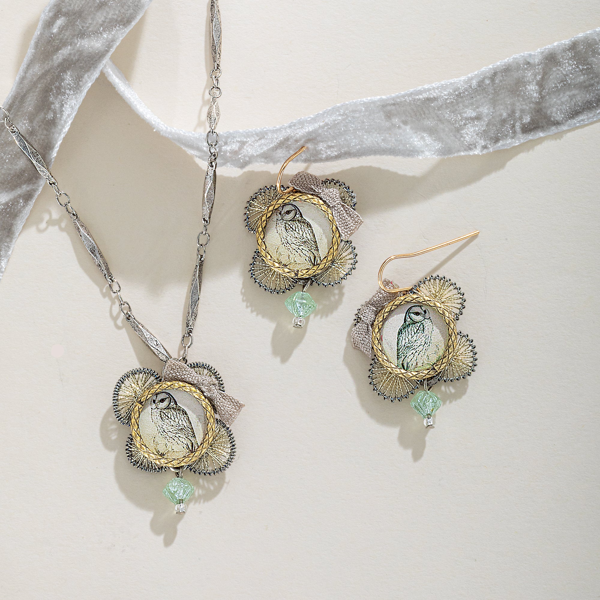 Repurposed Relics Barn Owl Earrings (Preorder)