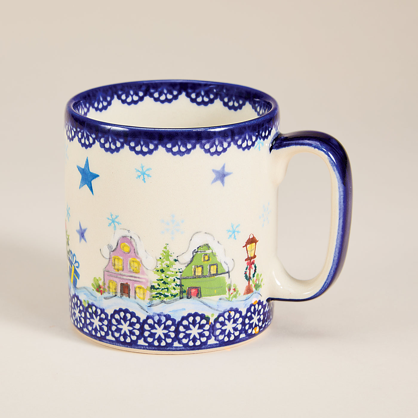 Polish Pottery Snowy Village Lane Mug (Preorder)