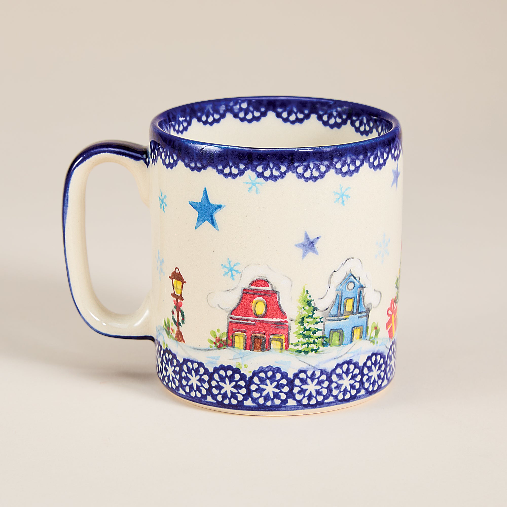 Polish Pottery Snowy Village Lane Mug (Preorder)