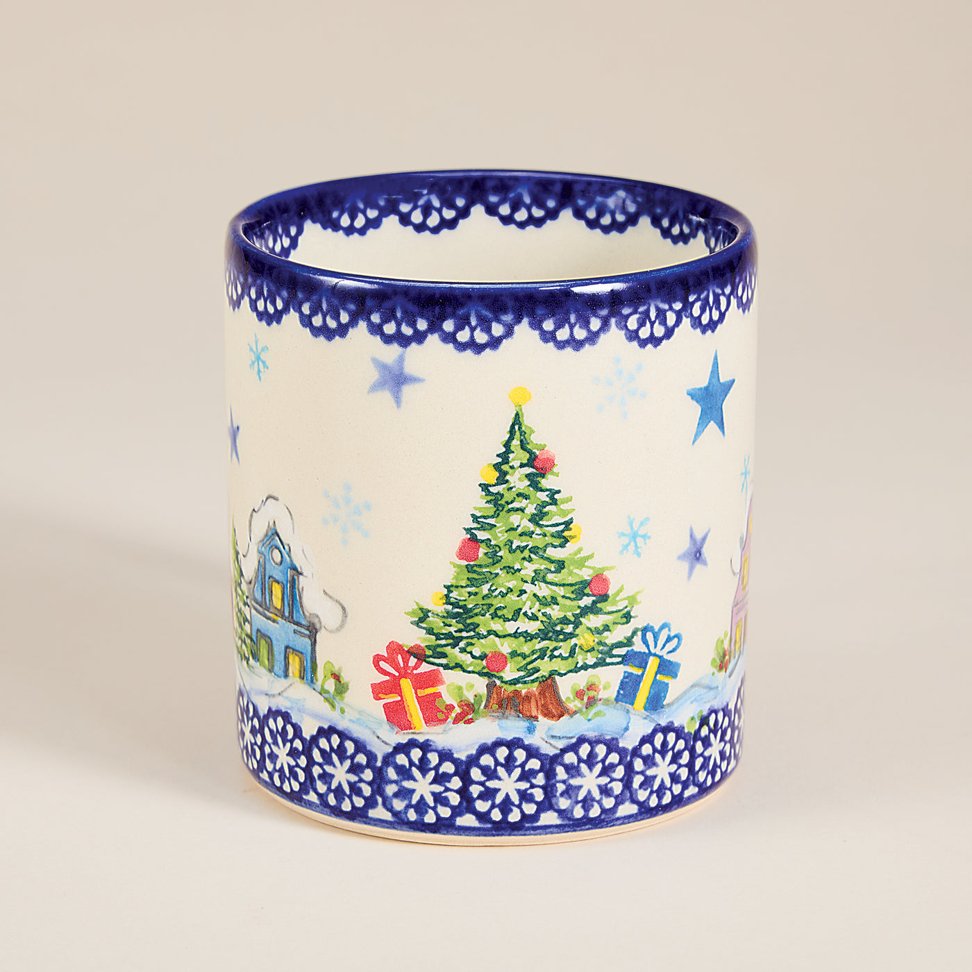 Polish Pottery Snowy Village Lane Mug (Preorder)
