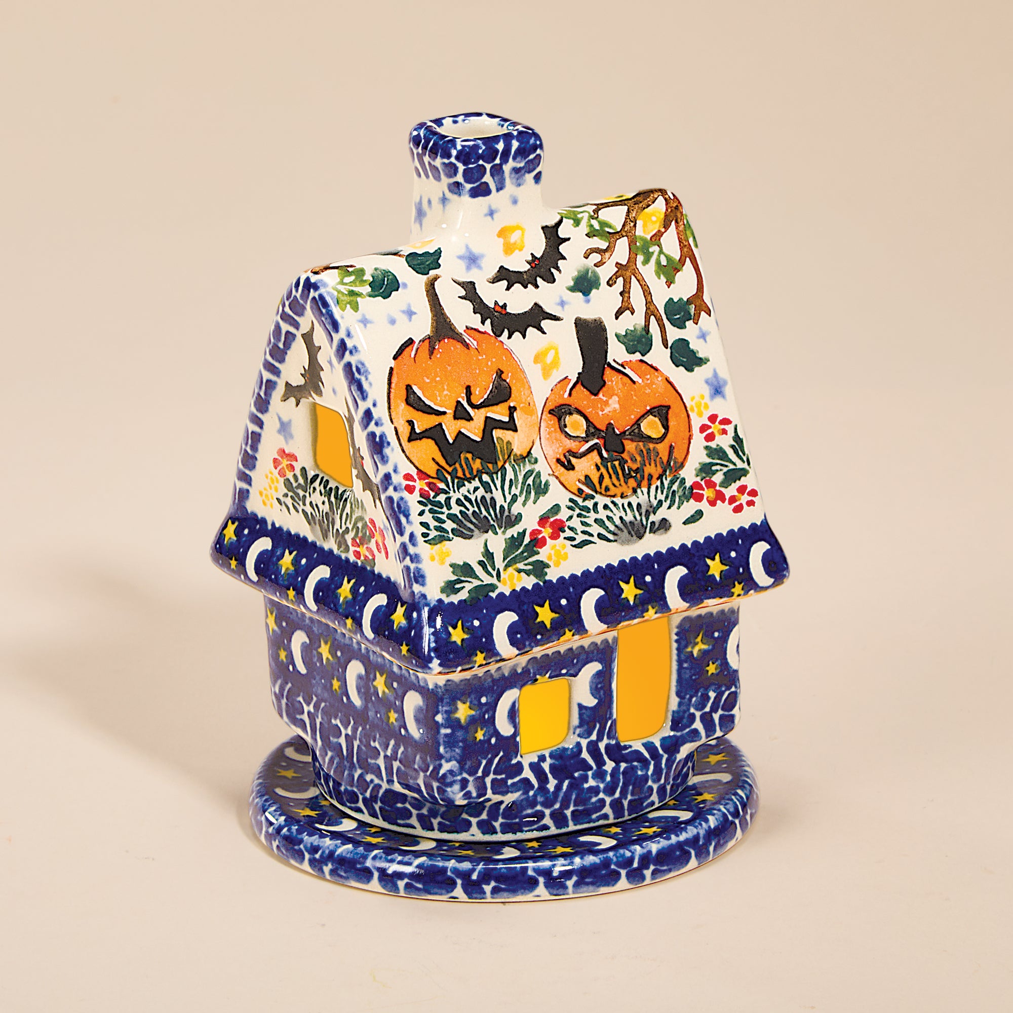 Polish Pottery Fright Night House Luminary (Preorder)