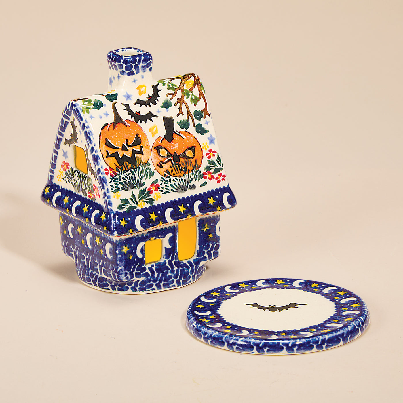 Polish Pottery Fright Night House Luminary (Preorder)