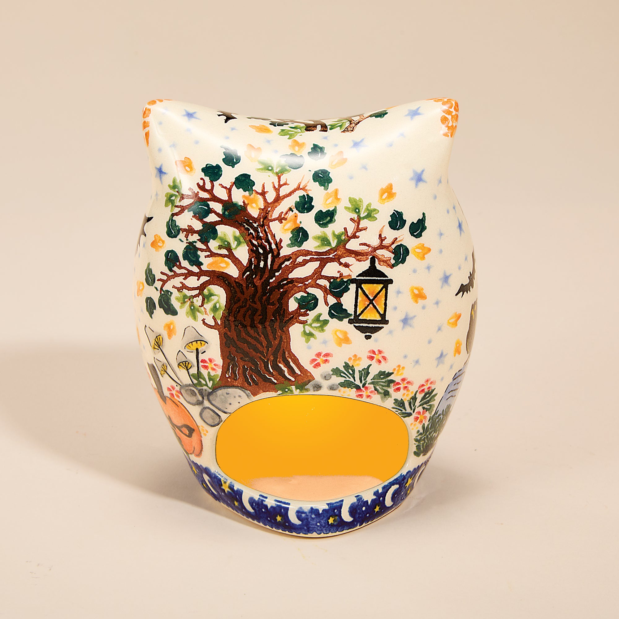 Polish Pottery Fright Night Owl Luminary (Preorder)