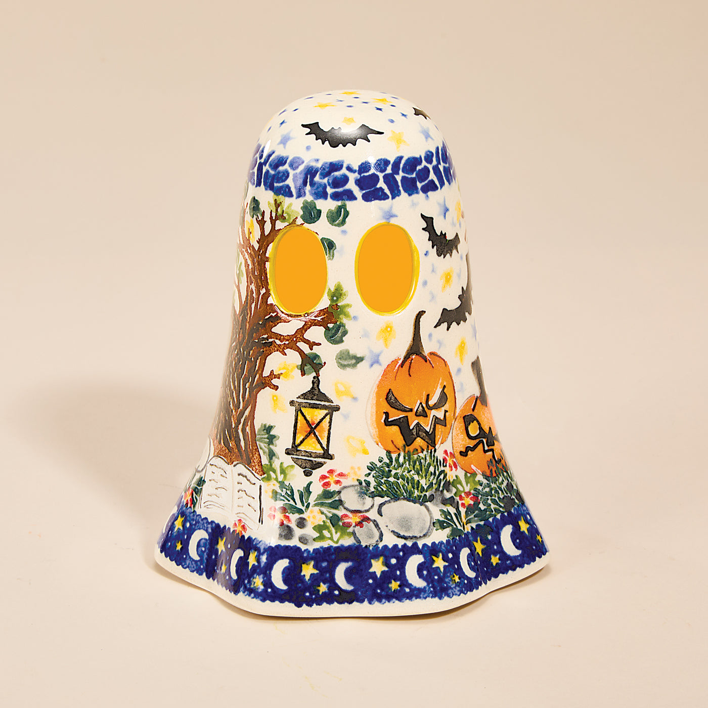 Polish Pottery Fright Night Treat or Treat Ghost Luminary (Preorder)