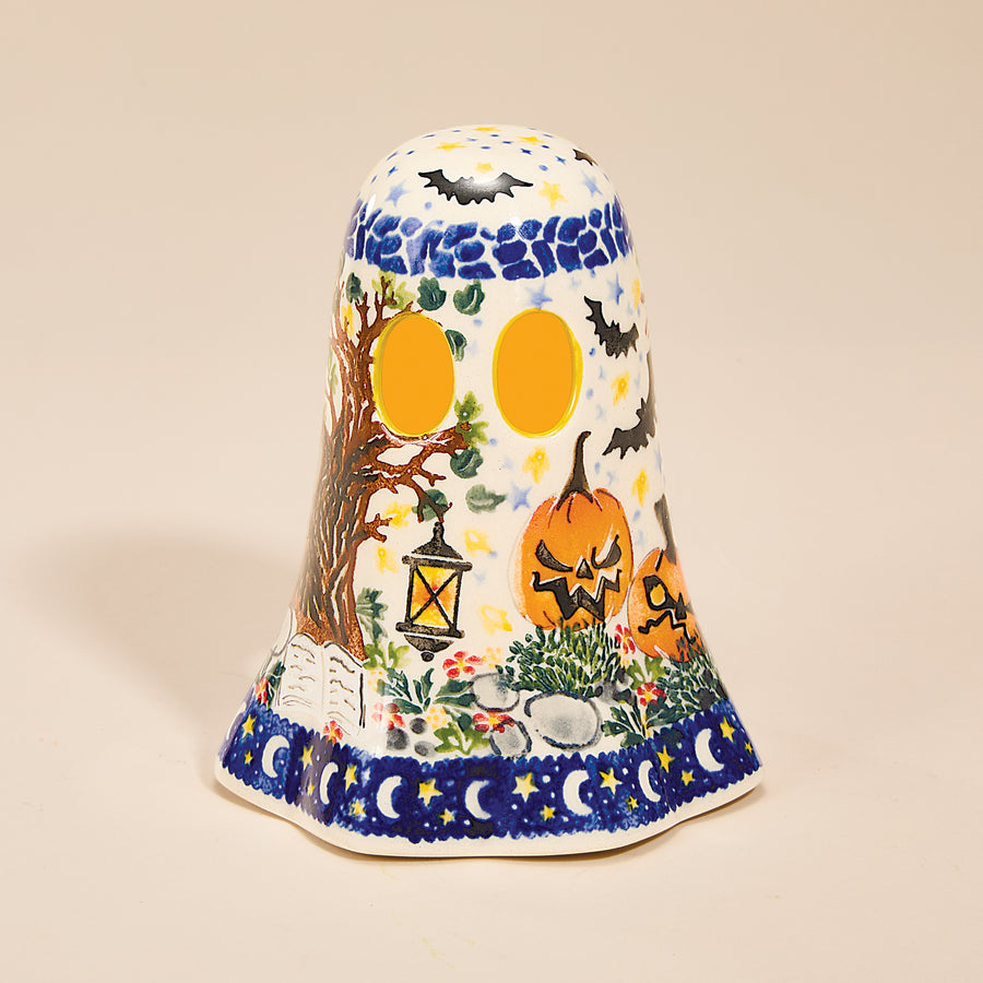 Polish Pottery Fright Night Treat or Treat Ghost Luminary (Preorder)