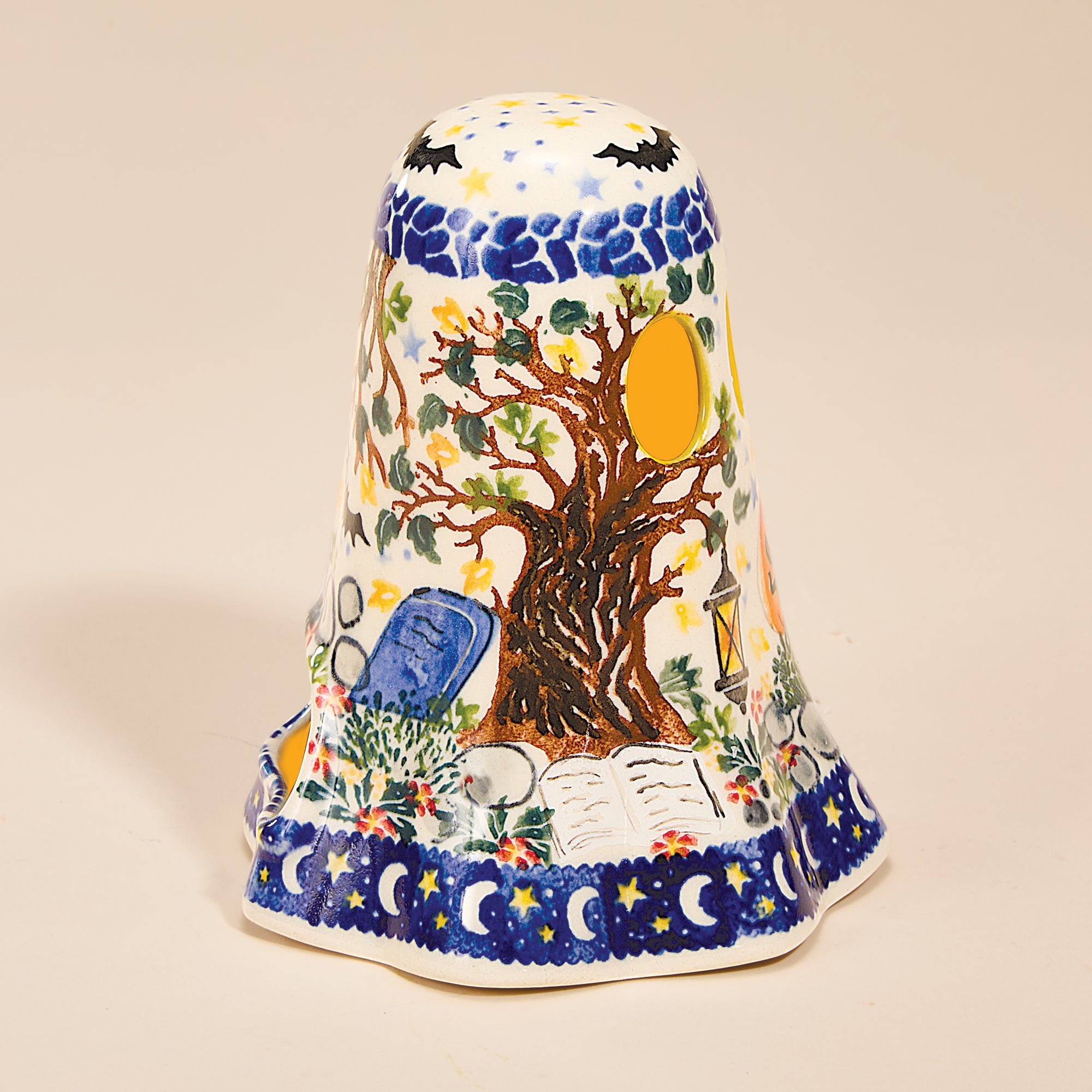 Polish Pottery Fright Night Treat or Treat Ghost Luminary (Preorder)
