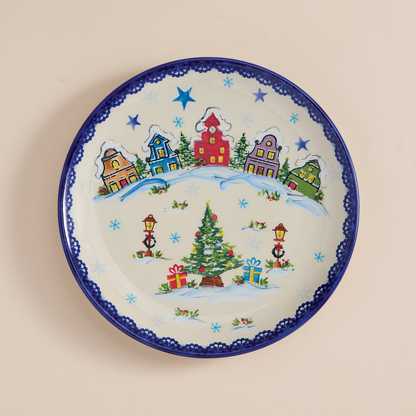 Polish Pottery Snowy Village Lane Small Plate (Preorder)