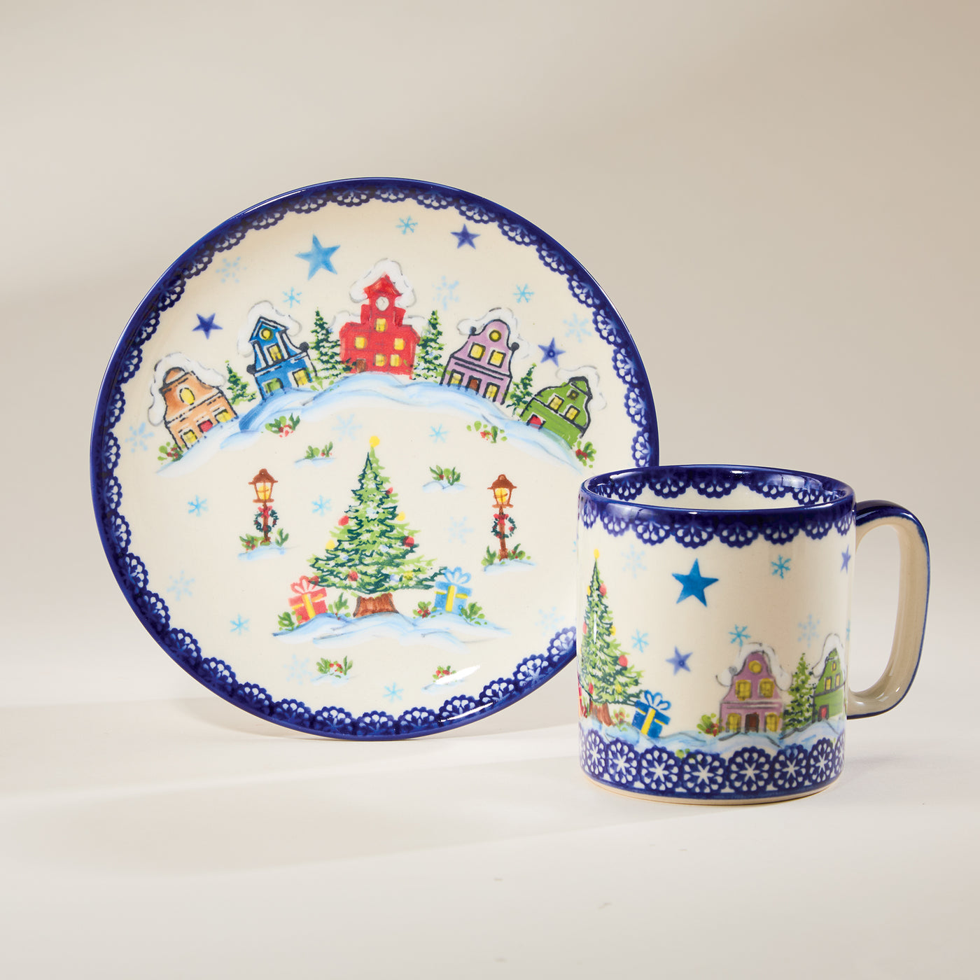 Polish Pottery Snowy Village Lane Small Plate (Preorder)