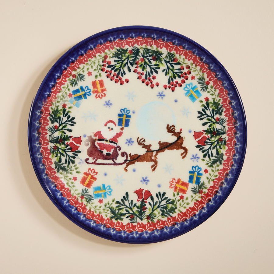 Polish Pottery Dashing All The Way Small Plate
