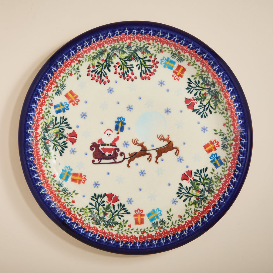 Polish Pottery Dashing All The Way Dinner Plate