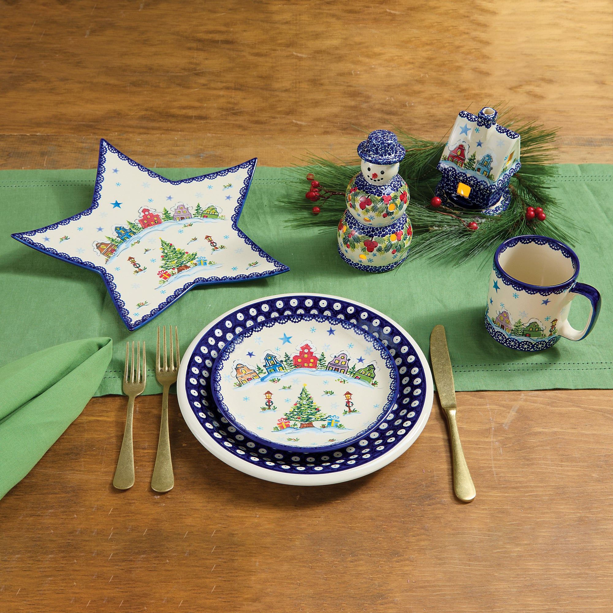 Polish Pottery Snowy Village Lane Mug (Preorder)