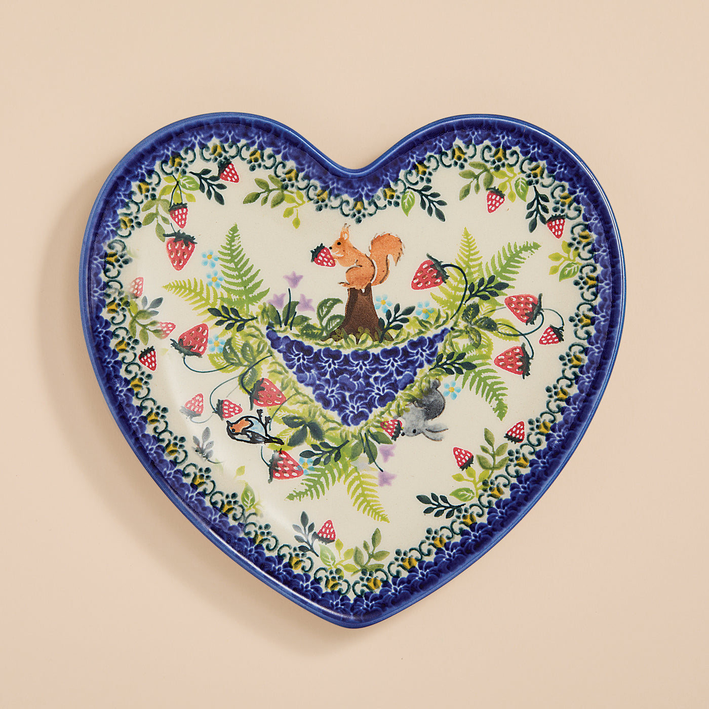 Polish Pottery Garden Wildlife Heart-Shaped Plate (Preorder)