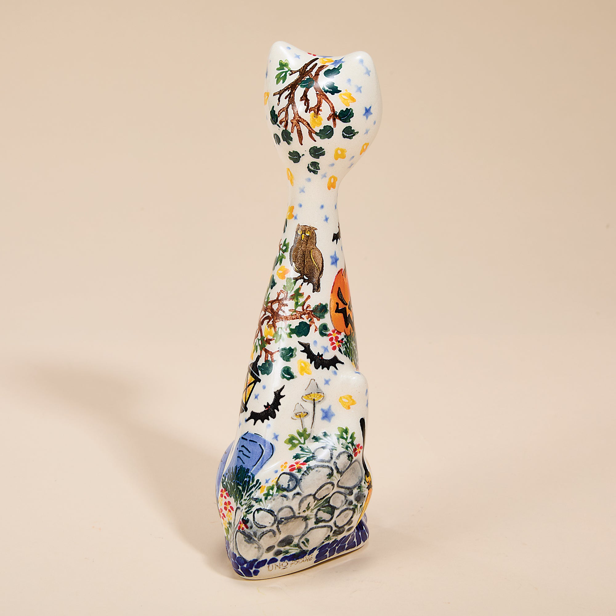 Polish Pottery Fright Night Cat Figurine (Preorder)
