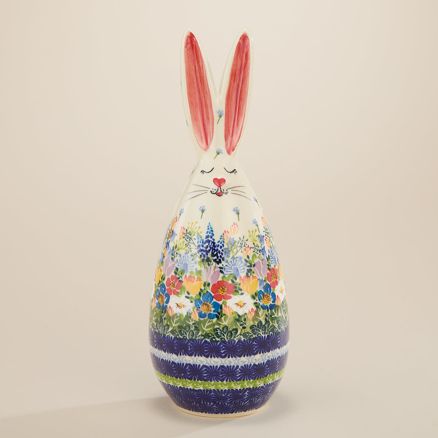 Polish Pottery Large Wildflowers Bunny Sculpture