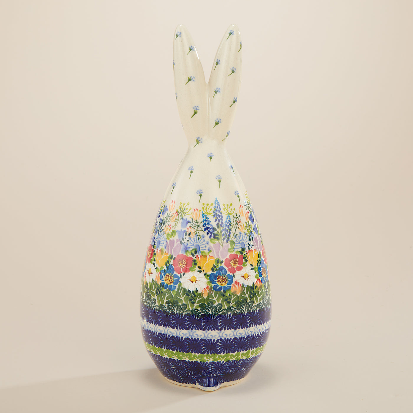 Polish Pottery Large Wildflowers Bunny Sculpture
