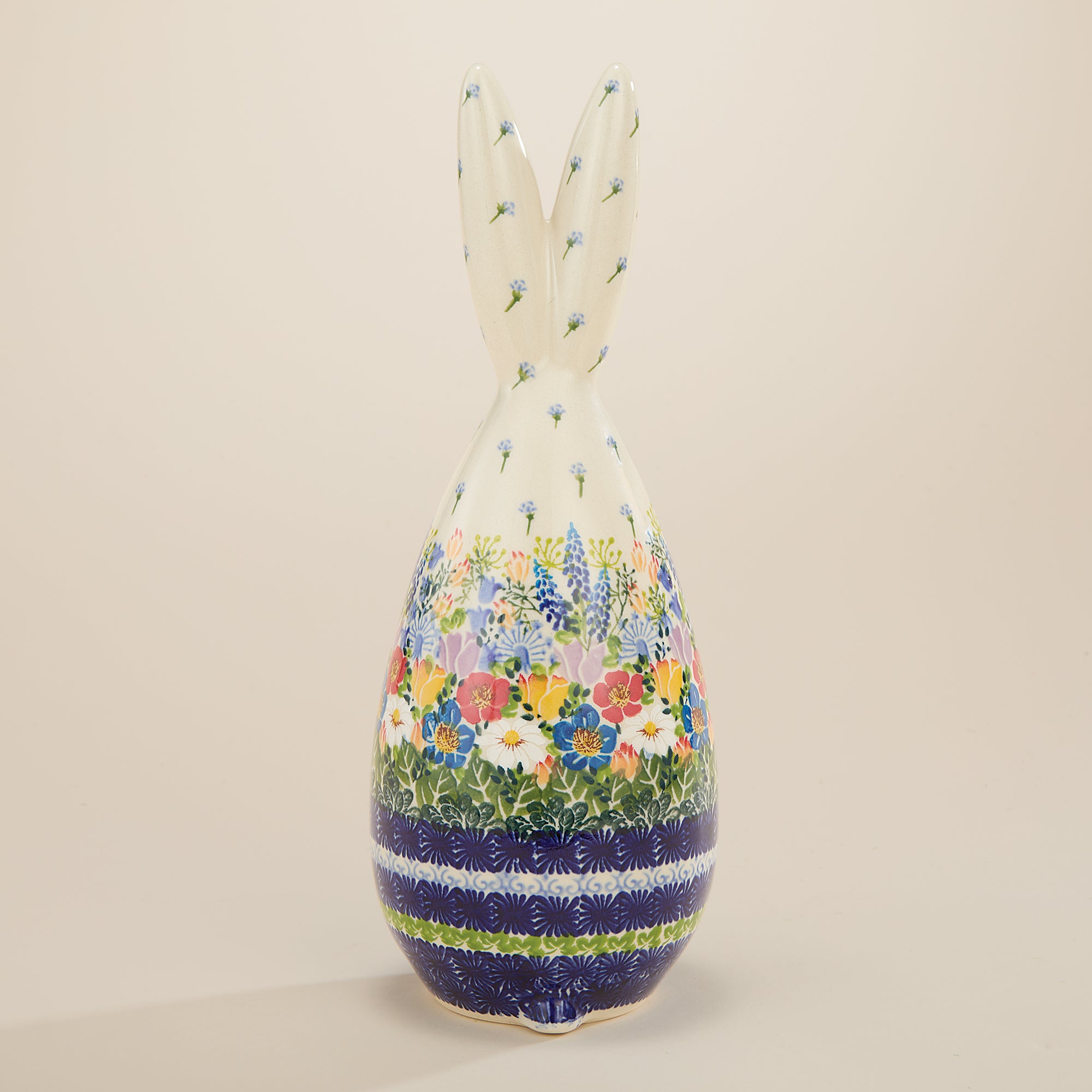 Polish Pottery Large Wildflowers Bunny Sculpture