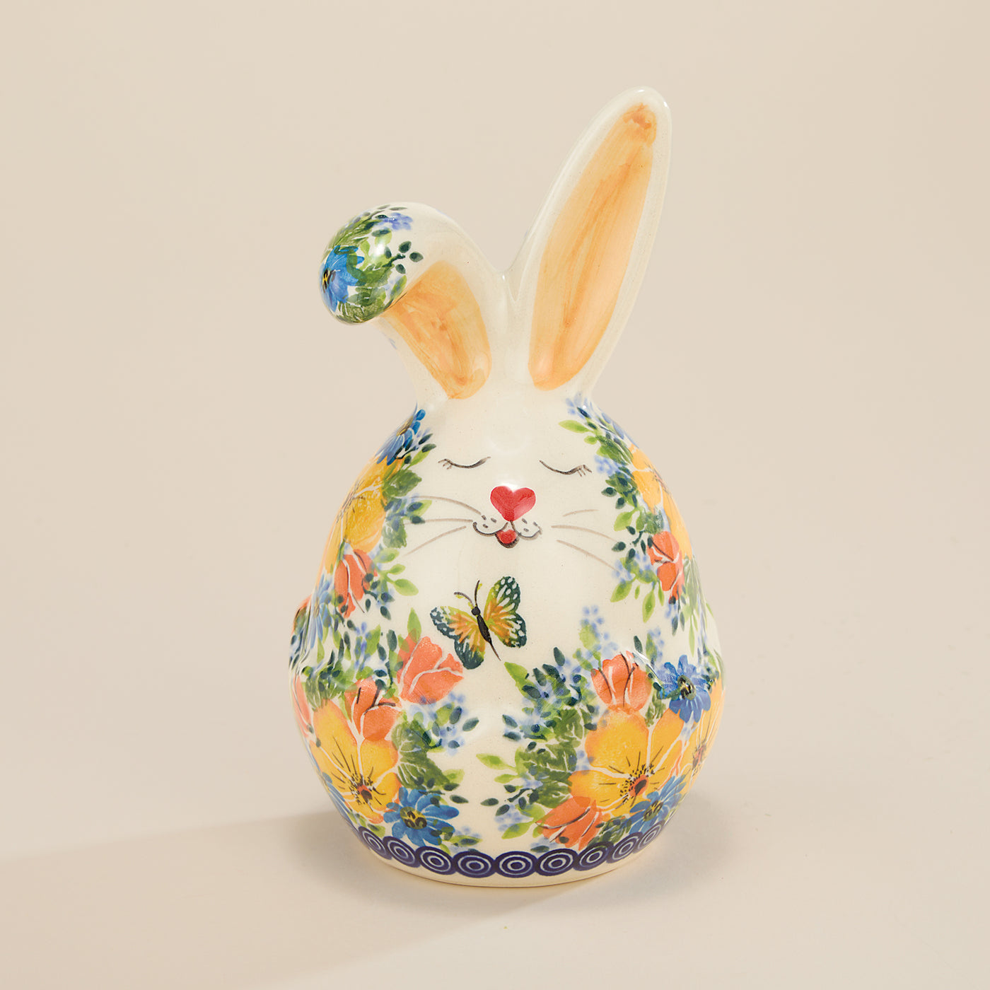 Polish Pottery Small Sunshine Patch Bunny Sculpture