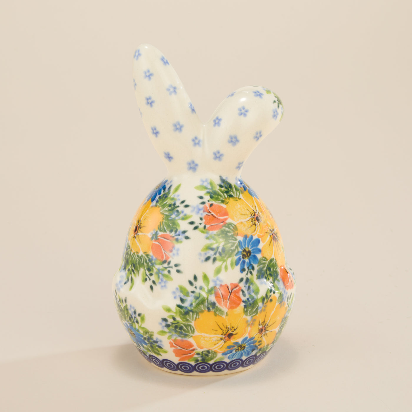 Polish Pottery Small Sunshine Patch Bunny Sculpture
