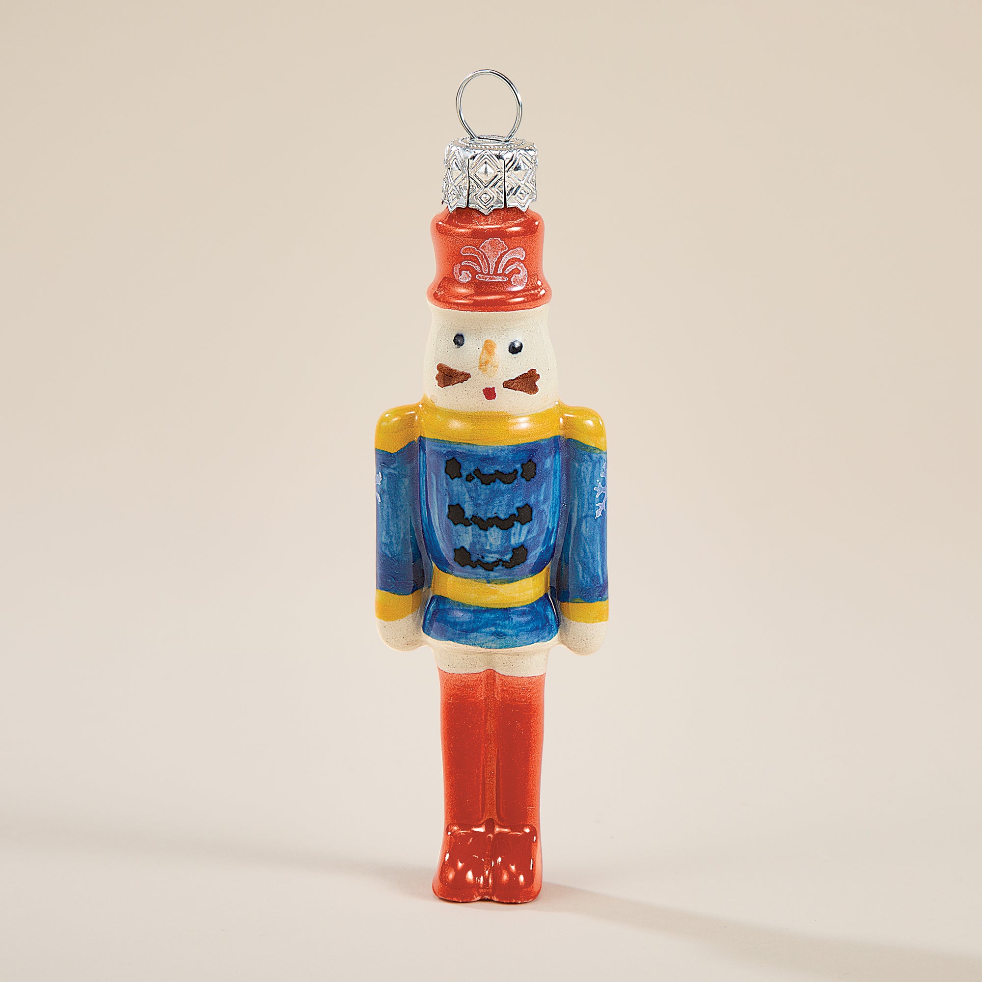 Polish Pottery Toyland Blue Nutcracker Ornament