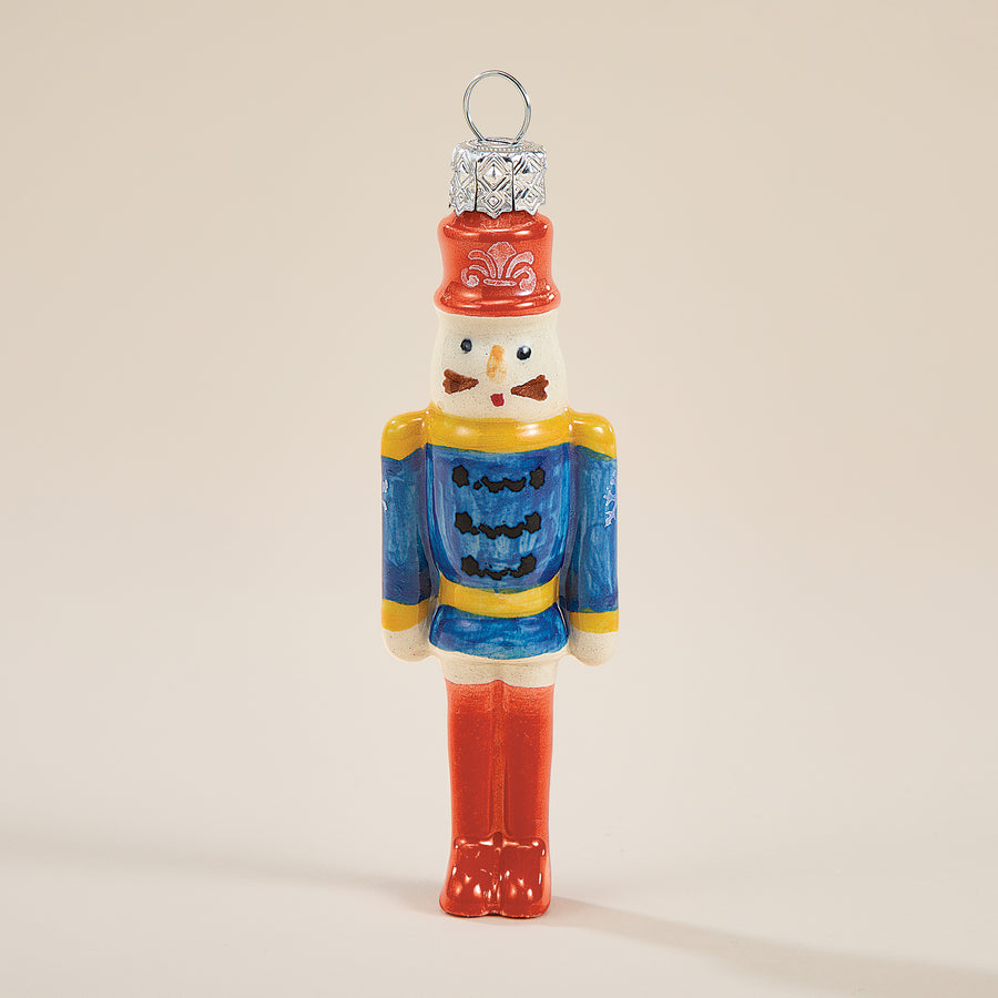 Polish Pottery Toyland Blue Nutcracker Ornament