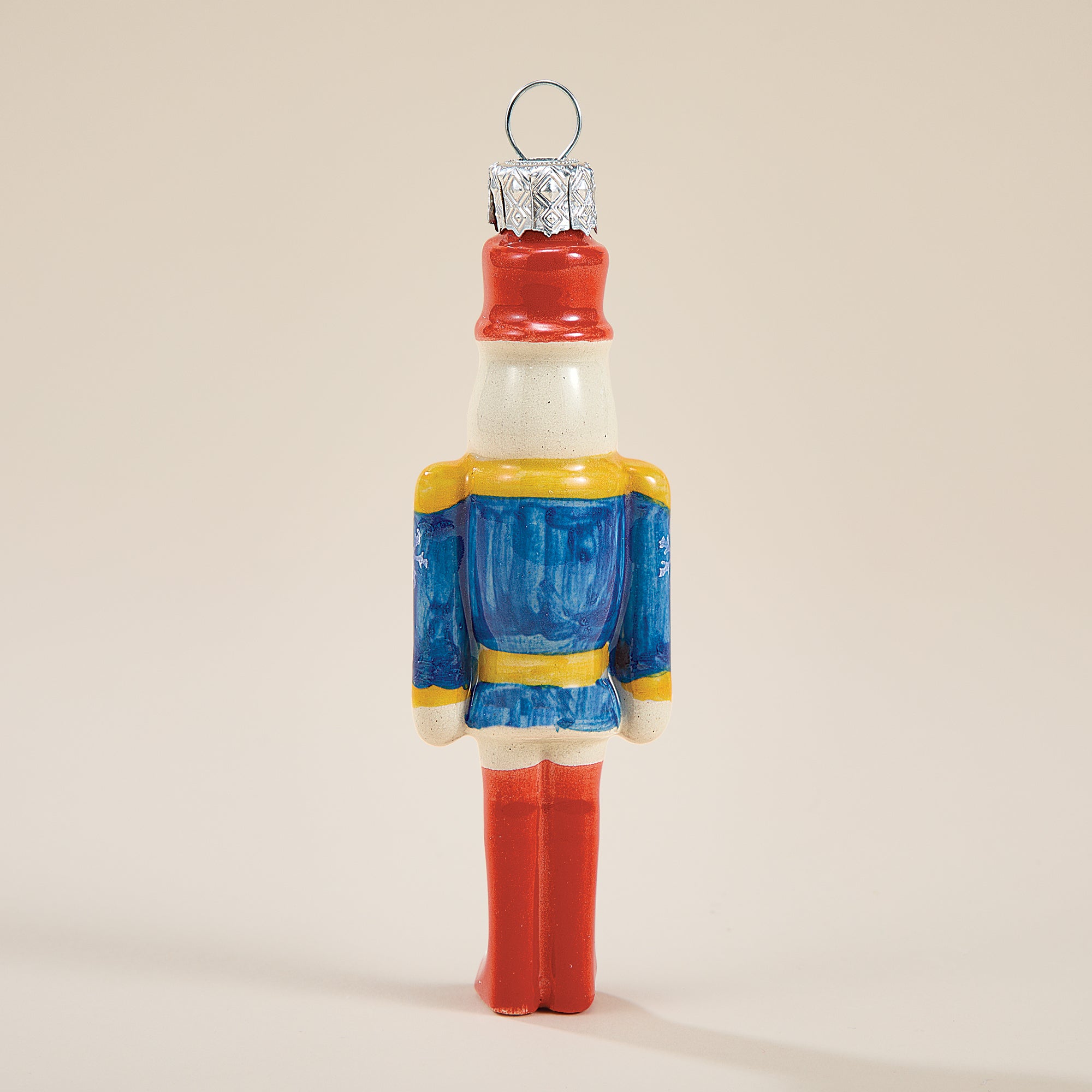 Polish Pottery Toyland Blue Nutcracker Ornament