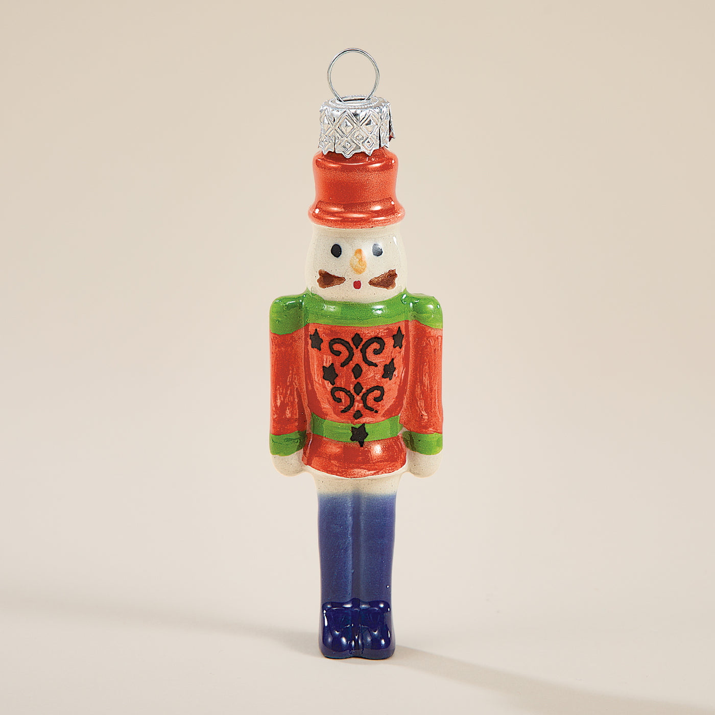 Polish Pottery Toyland Red Nutcracker Ornament