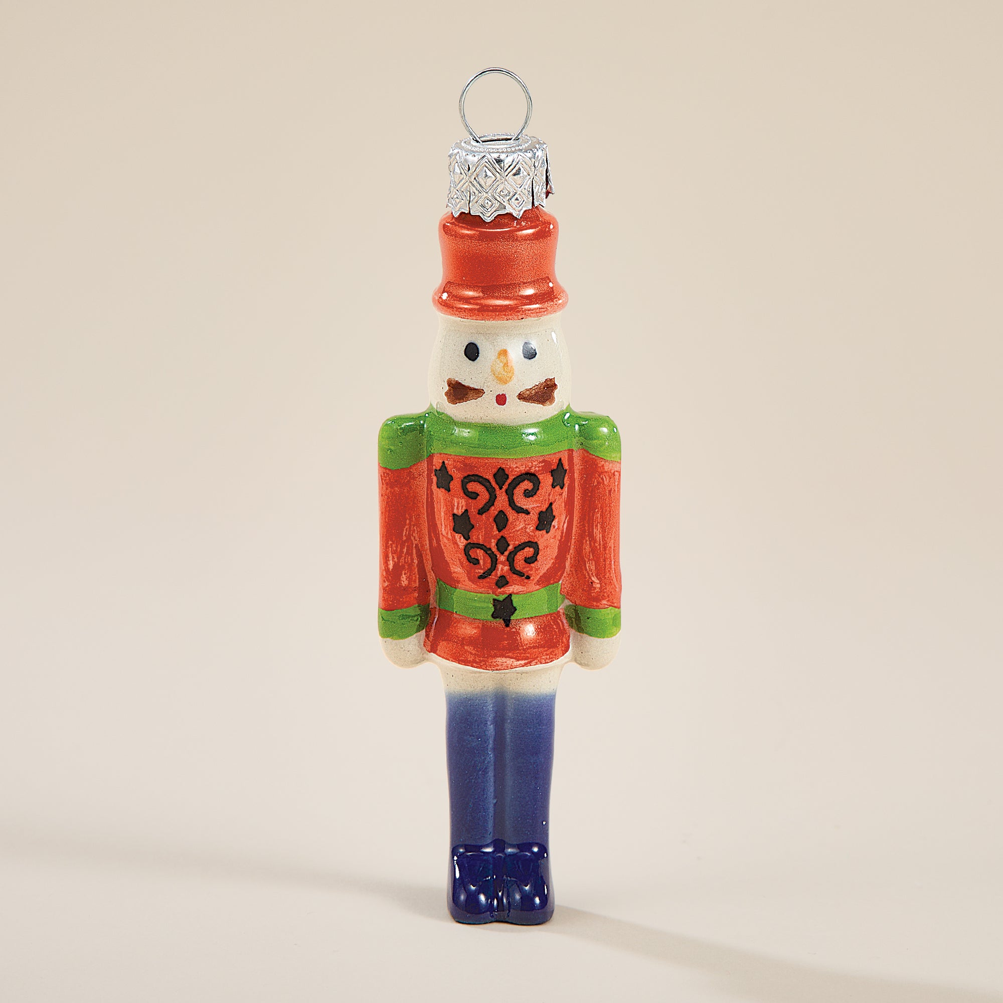 Polish Pottery Toyland Red Nutcracker Ornament