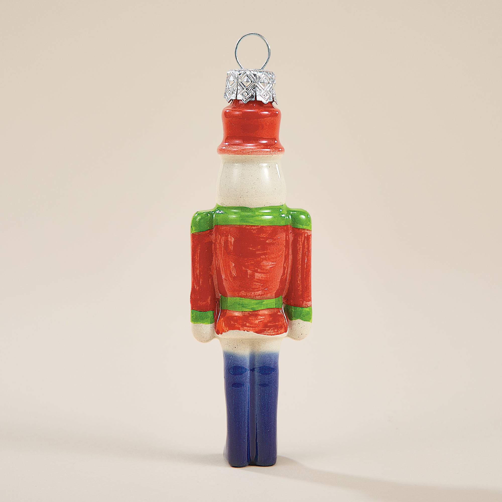 Polish Pottery Toyland Red Nutcracker Ornament