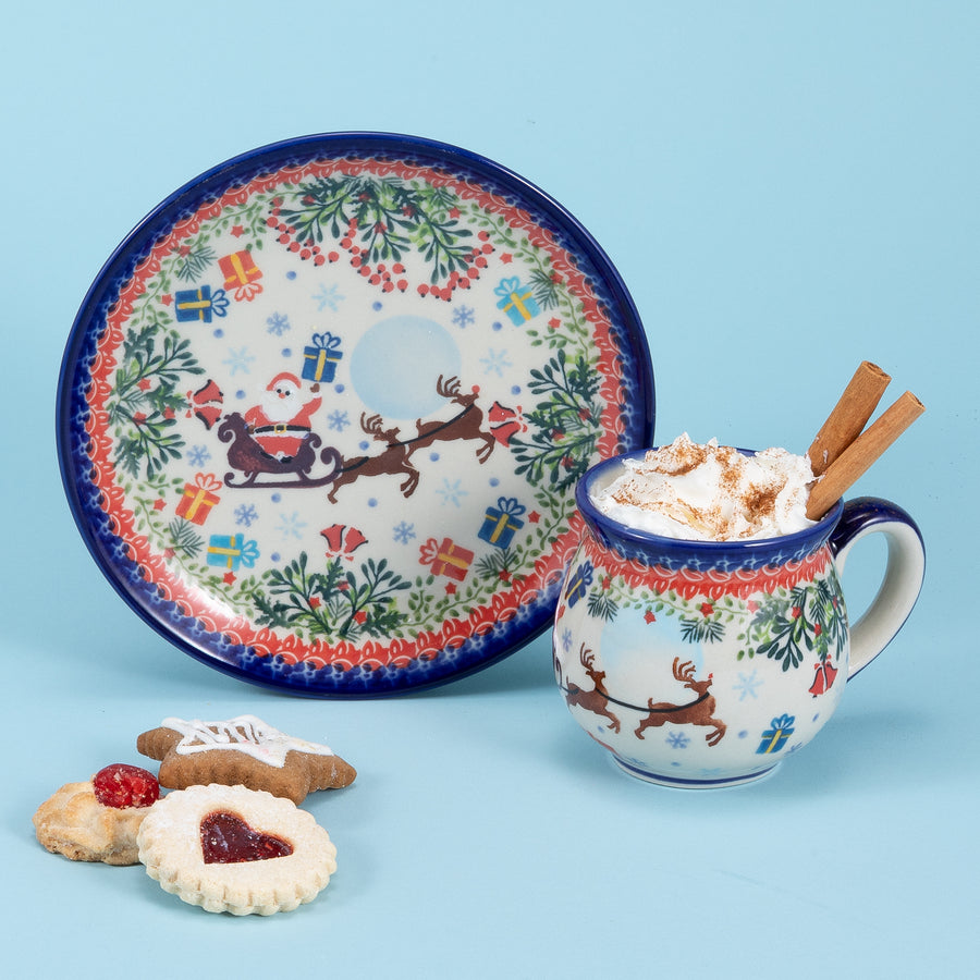 Polish Pottery Dashing All The Way Small Plate